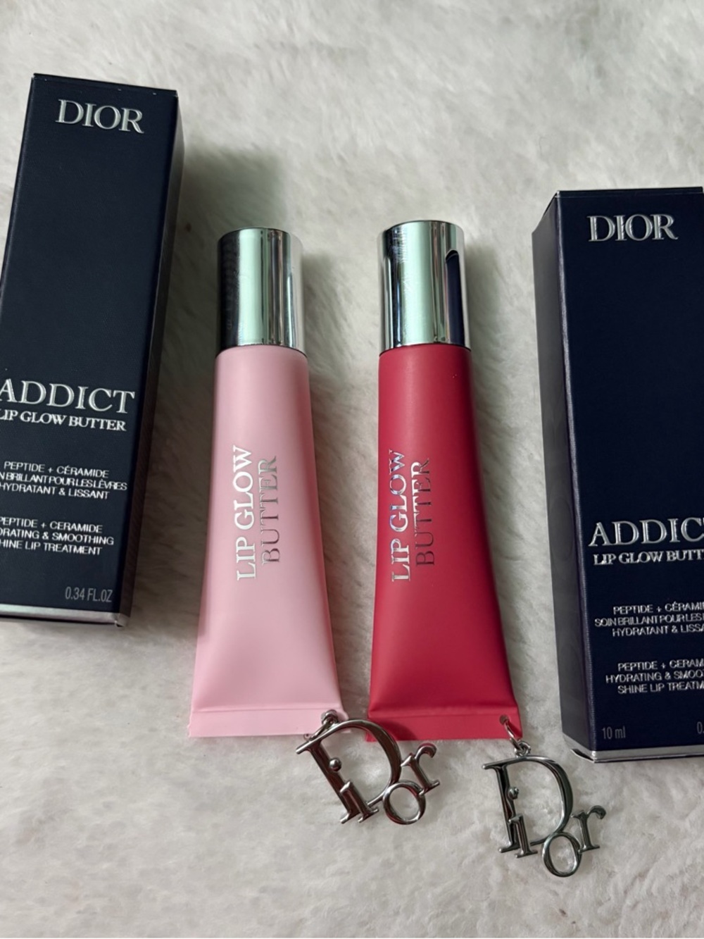 Dior Addict Lip Glow Butter Duo — Soft Pink & Vibrant Red NIB